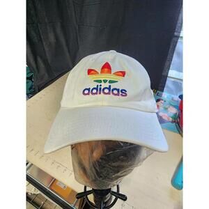 Adidas White Cap with Multicolor Logo Embroidery